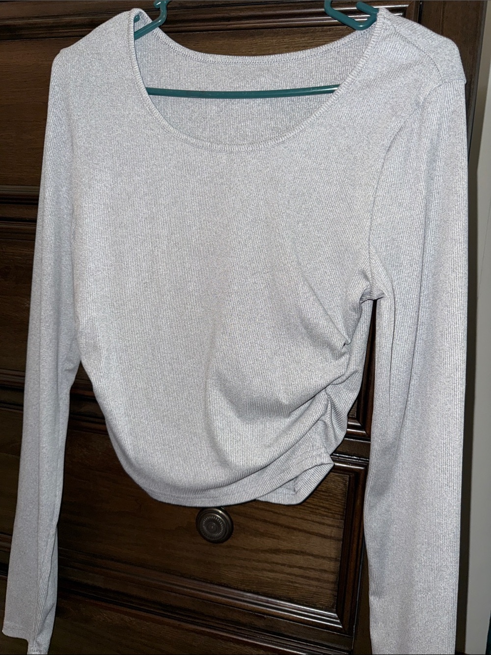 Light Gray Women's Long-Sleeve Twist-Hem Top